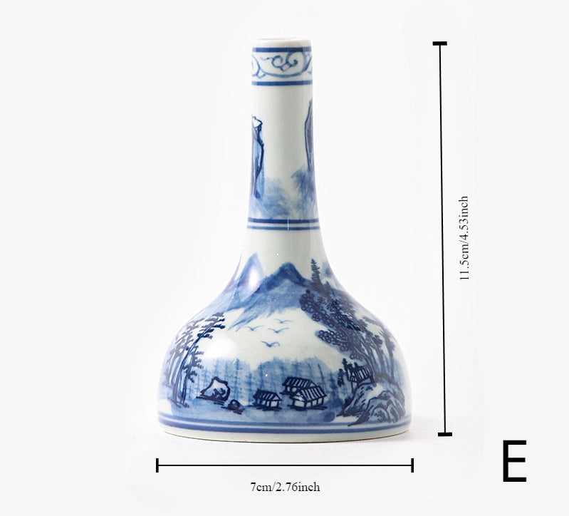 Hand Painted Blue & White Porcelain Mini Vase