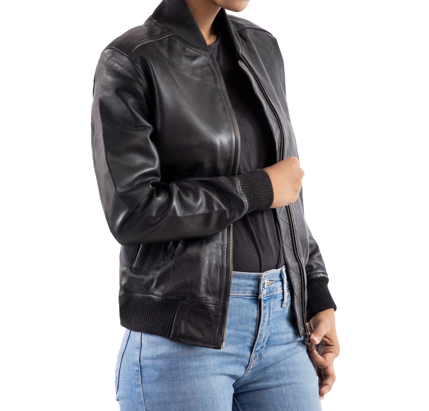 Handmade jacket Leather Jacket Ladies Jacket Bomber jacket for women Ladies Black jacket