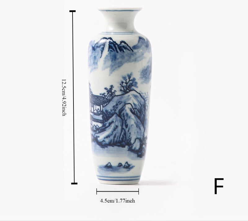 Hand Painted Blue & White Porcelain Mini Vase