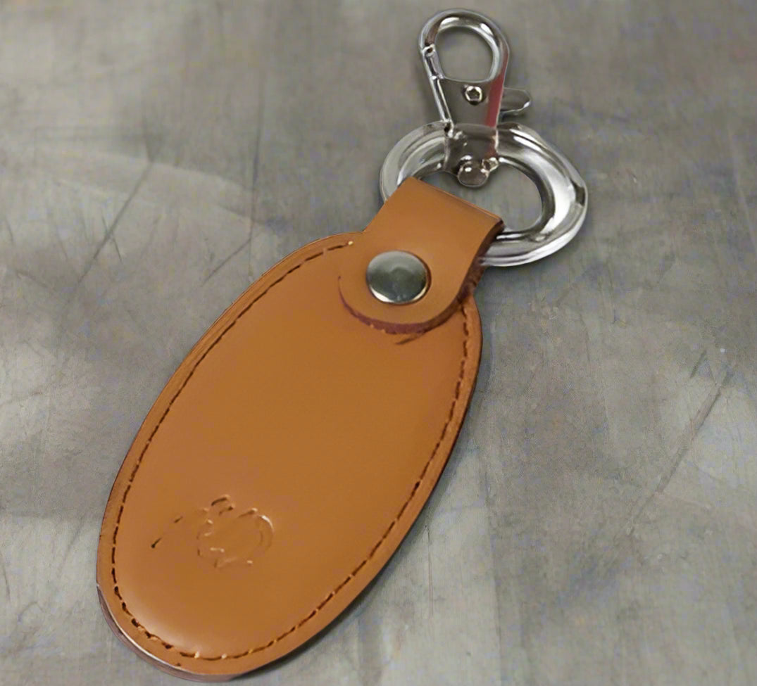 Pack of 3 Genuine Leather Keychains – Bundle Offer | Black, Blue & Camel Brown with Silver Ring  Hook