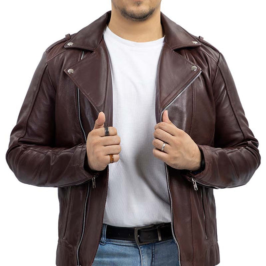 Handmade Jacket  Leather Jacket Maroon Jacket  Men jacket Biker Leather Jacket  Motorcycle Jacket for Men