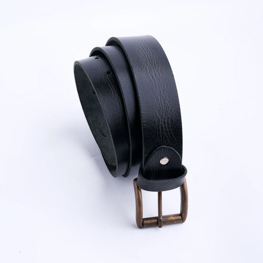 Leather Casual Jeans Belt for Men – Charcoal Black | 1.5" Width, Antique Brass Buckle