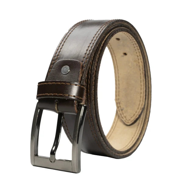 Men’s Double Stitch Laminated Leather Belt  Everyday Premium Accessory