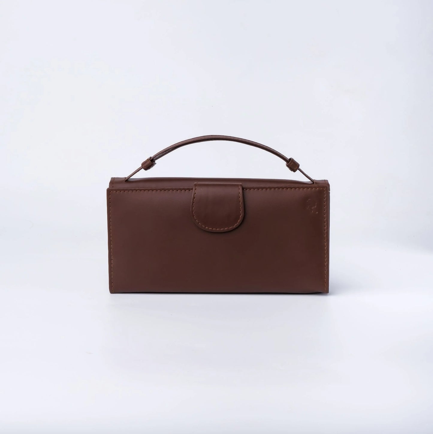 Women’s Leather Clutch Wallet with Handle – Brown Magnetic & Zipper Closure