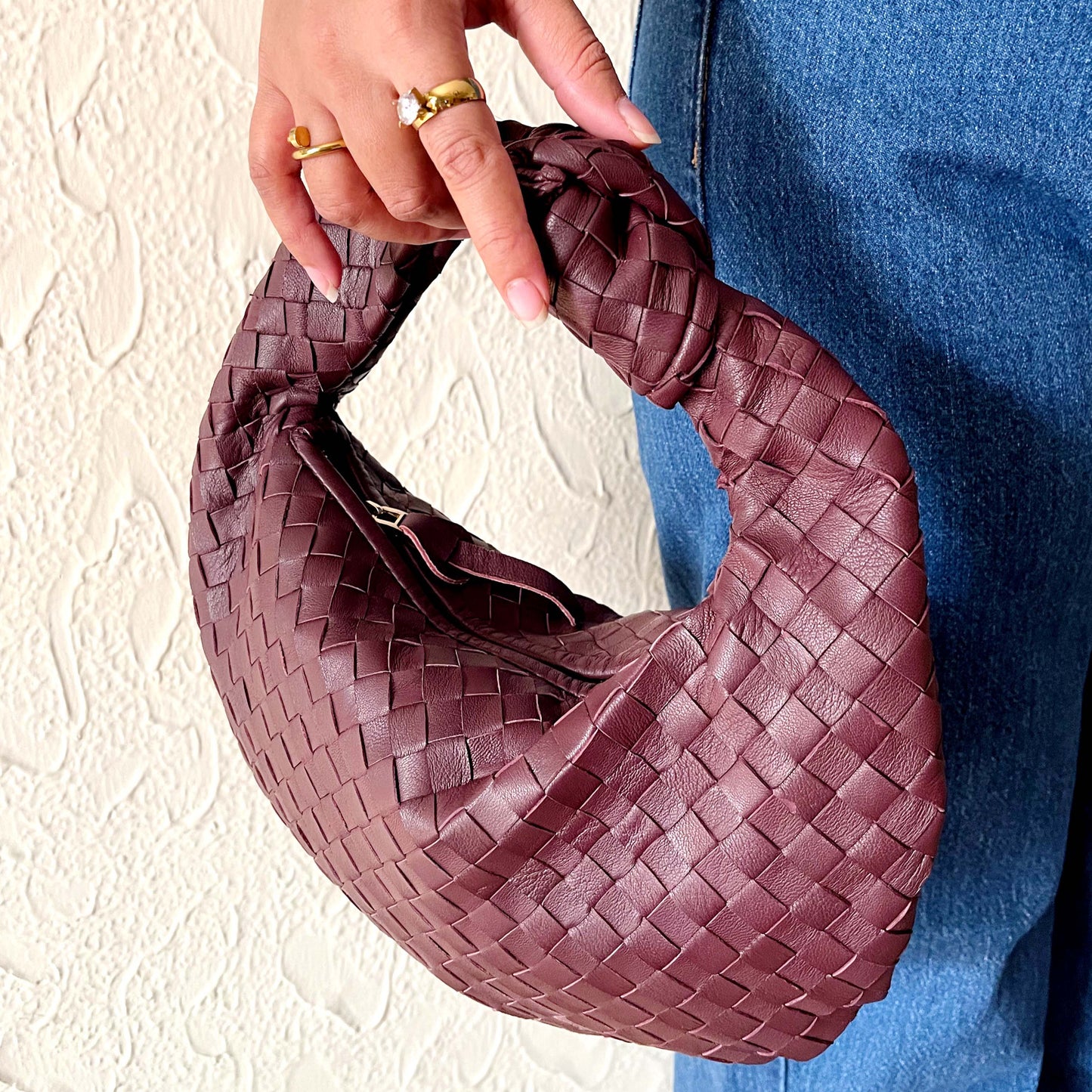 Handmade handbag Leather handbag for Women knot handle Handbag