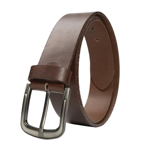 Men’s Dark Brown Minimal Laminated Leather Belt  Everyday Classic