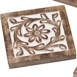 Wooden Coasters Set of 4 with Tray