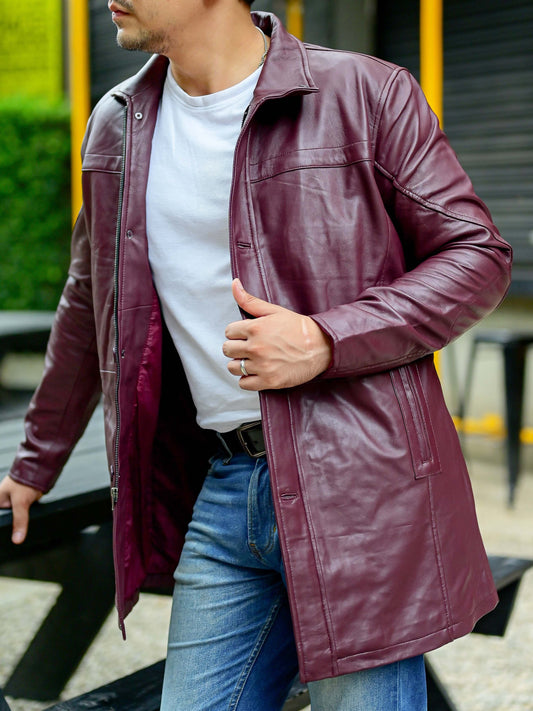 Handmade Coat Trench coat leather Long coat for men