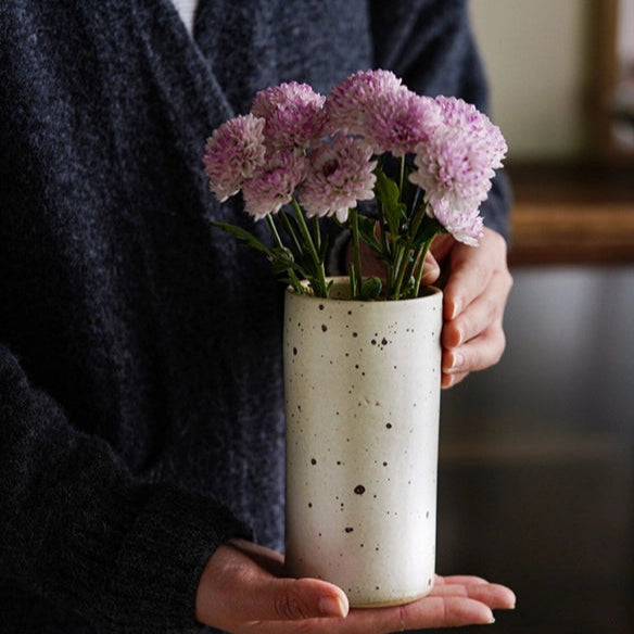 Handmade Ceramic Green or White Cylinder Vase