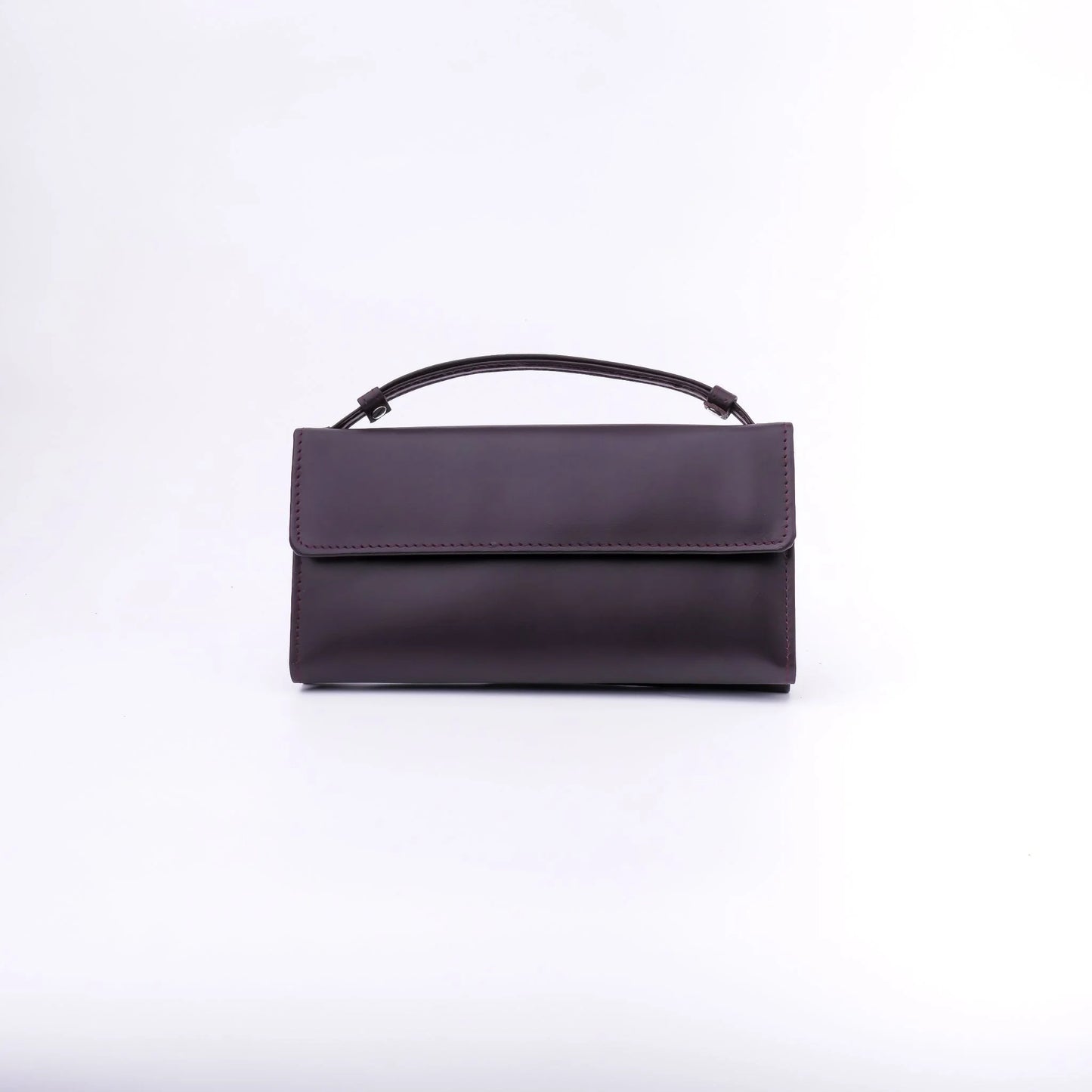 Women’s Leather Clutch Wallet with Handle – Burgundy Magnetic & Zipper Closure