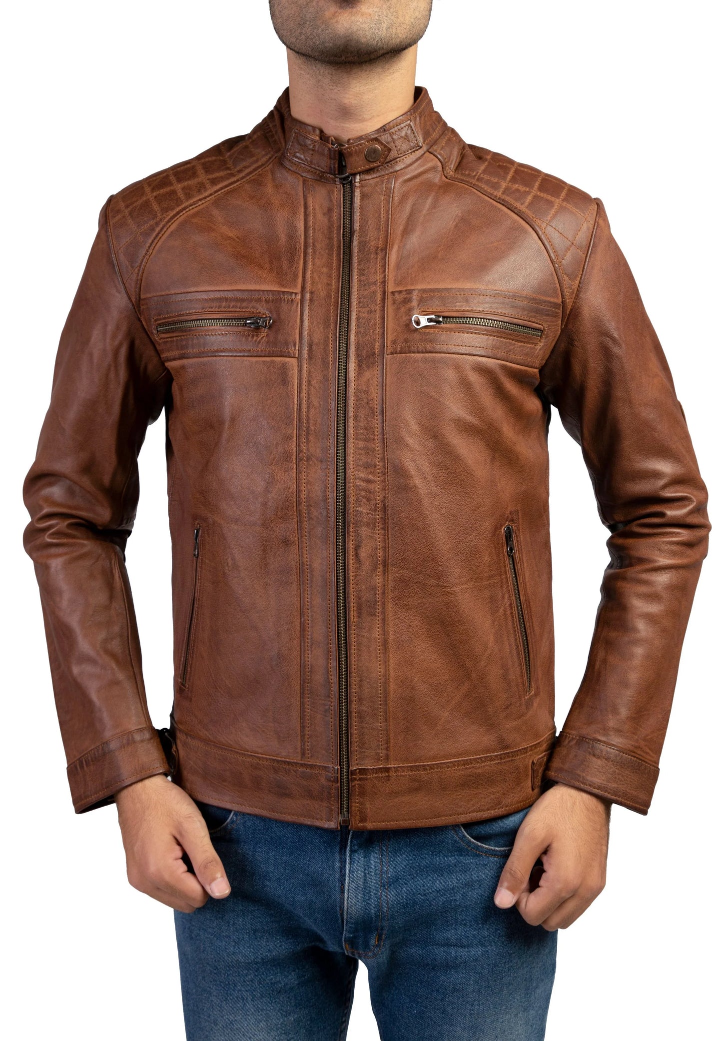 Men Leather Jacket Brown Casual Biker Style Handmade Leather jacket