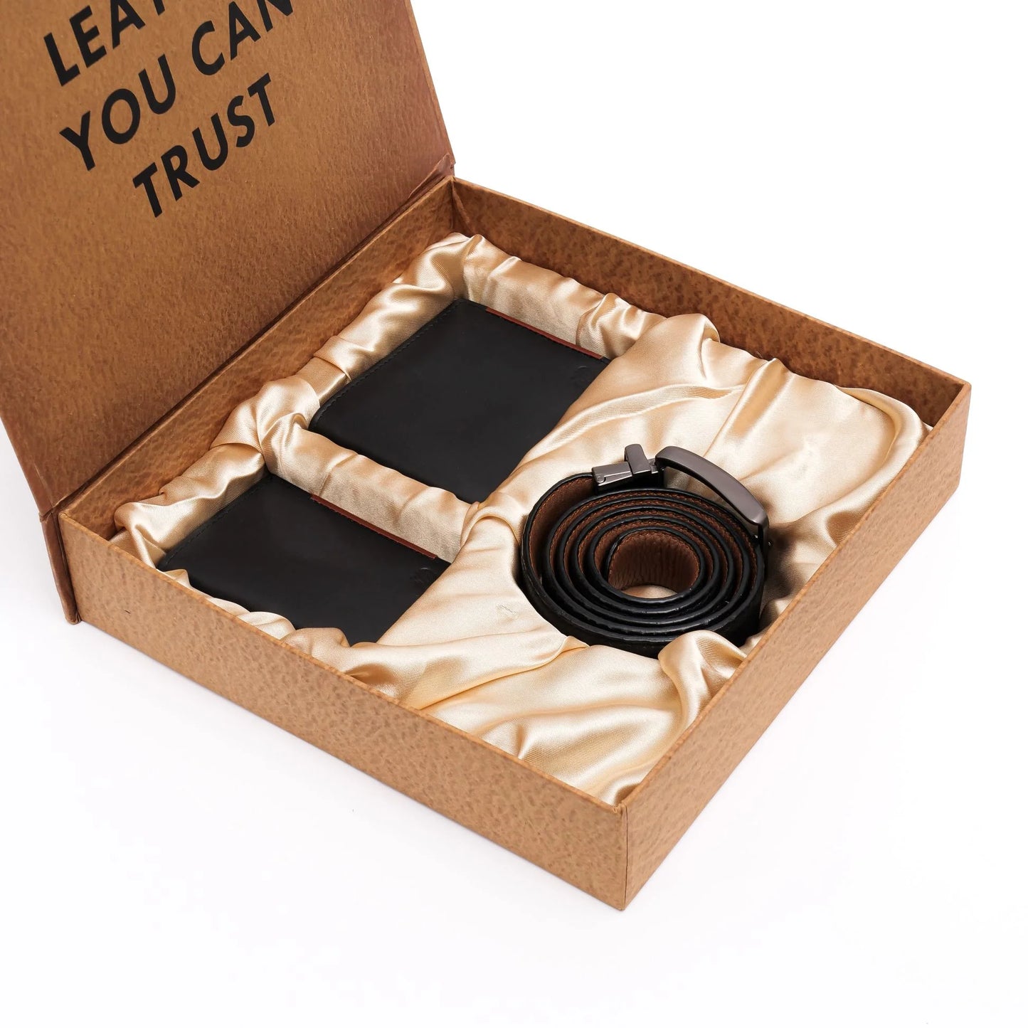 Premium Men’s Leather Gift Set – 4pc  Wallet, Belt, Card Holder & Keychain  Black