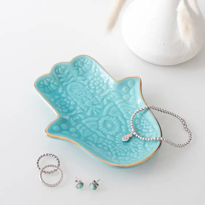 Turquoise Hamsa Hand Jewelry Dish