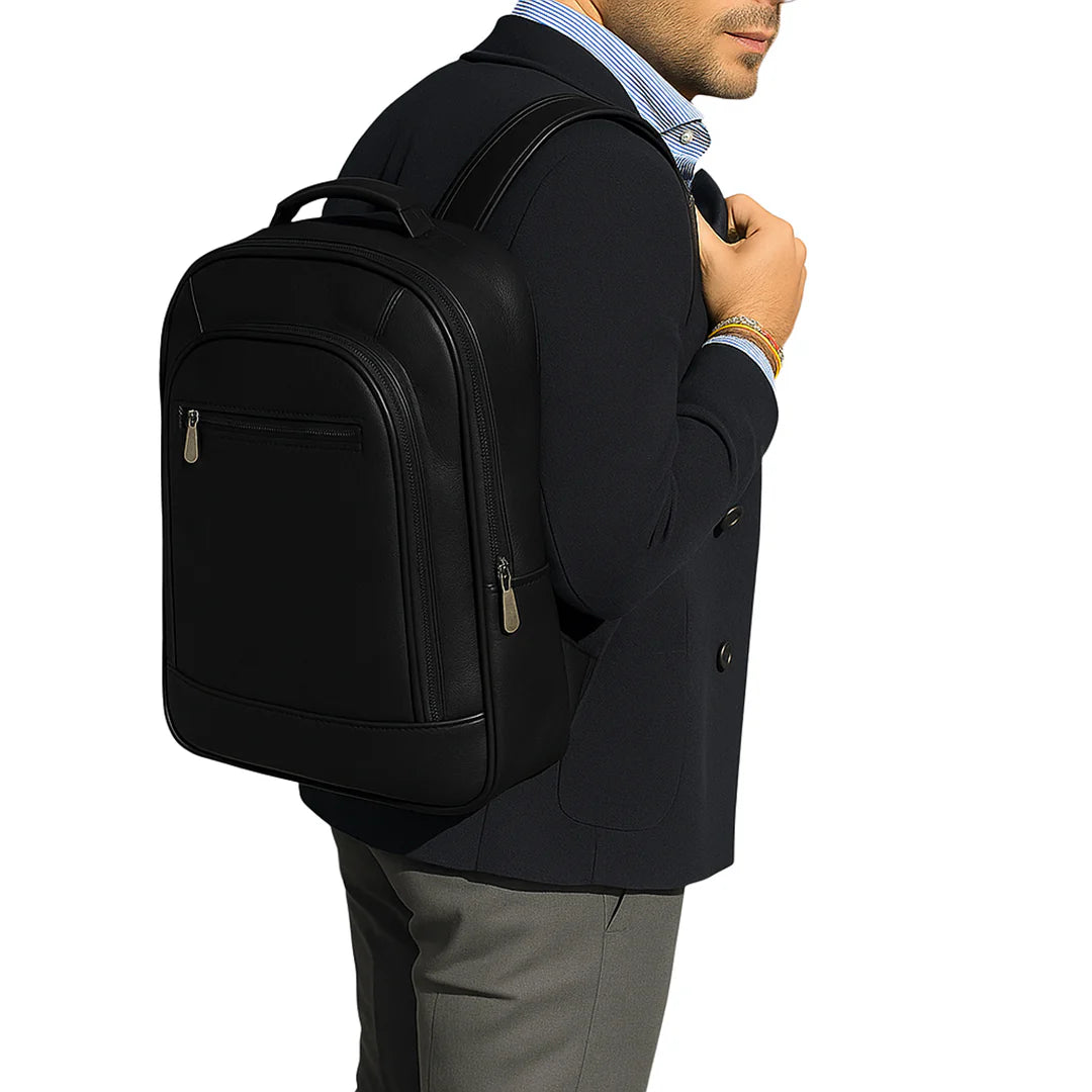 Black Leather Backpack Minimalist Laptop Bag Unisex Design Handmade Backpack Leather bag