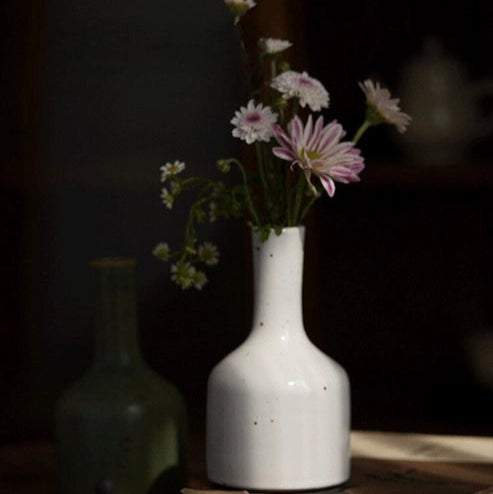 Handmade Ceramic Vase Emerald Green and White