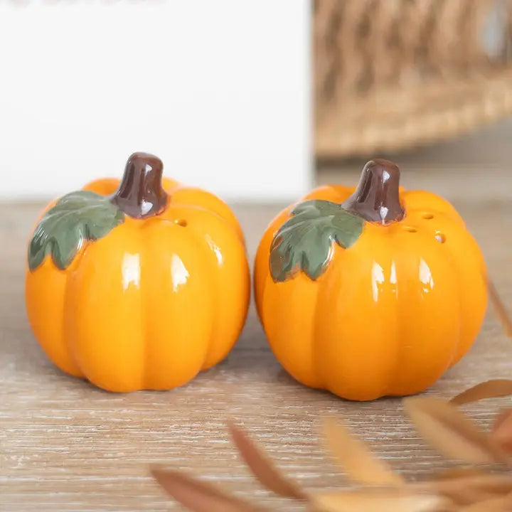 Ceramic Pumpkin Style Salt and Pepper Shakers