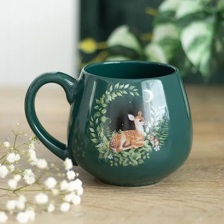 Ceramic Green Fawn Rounded Mug