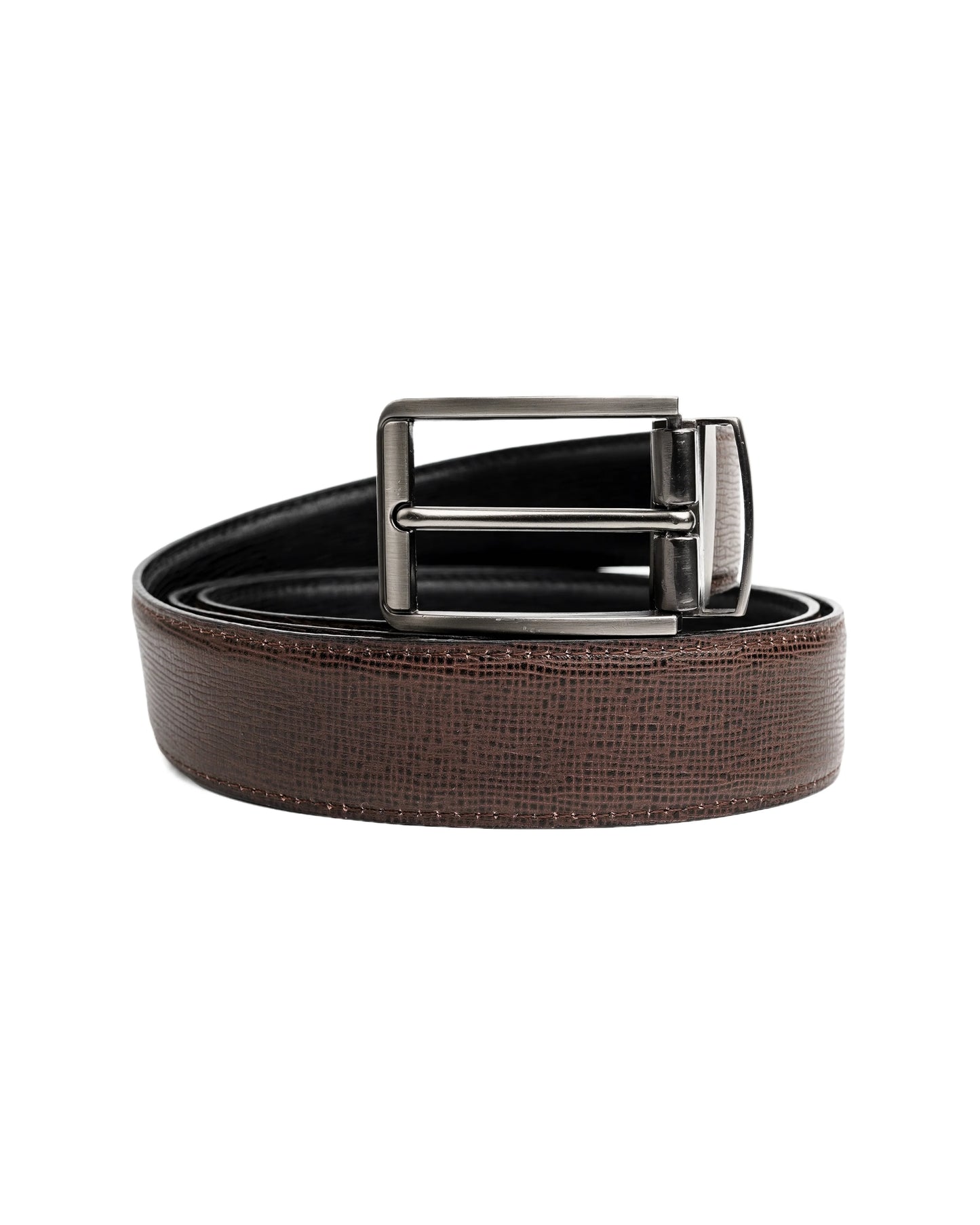 Men’s Premium Leather Belt | Reversible Black & Brown with Silver Buckle