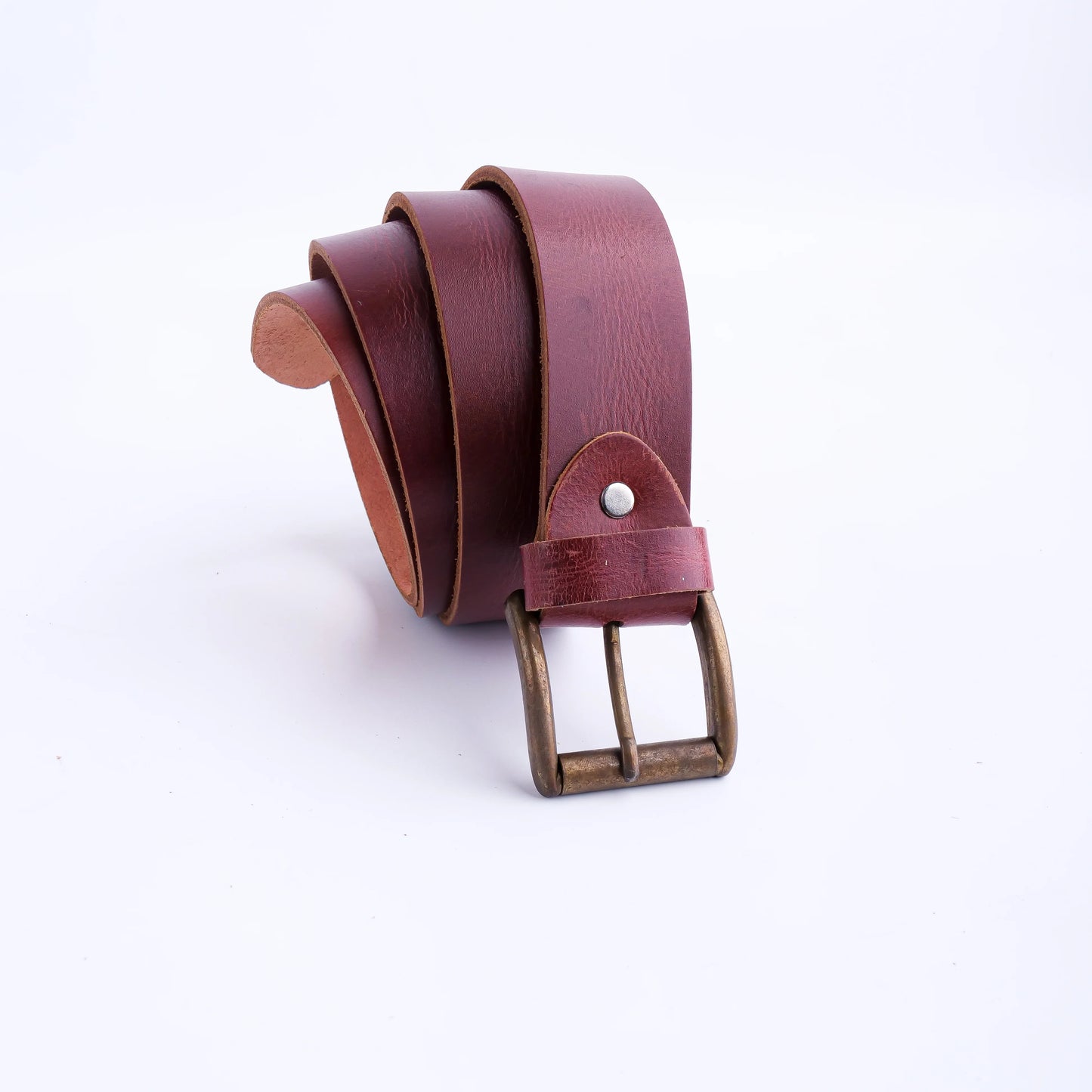 Leather Casual Jeans Belt for Men – Chestnut Brown  1.5" Width, Antique Brass Buckle