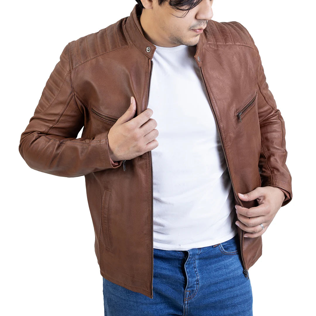 Handmade men Leather Jacket Lambskin Leather Biker Jacket Motorcycle Style Jacket for men