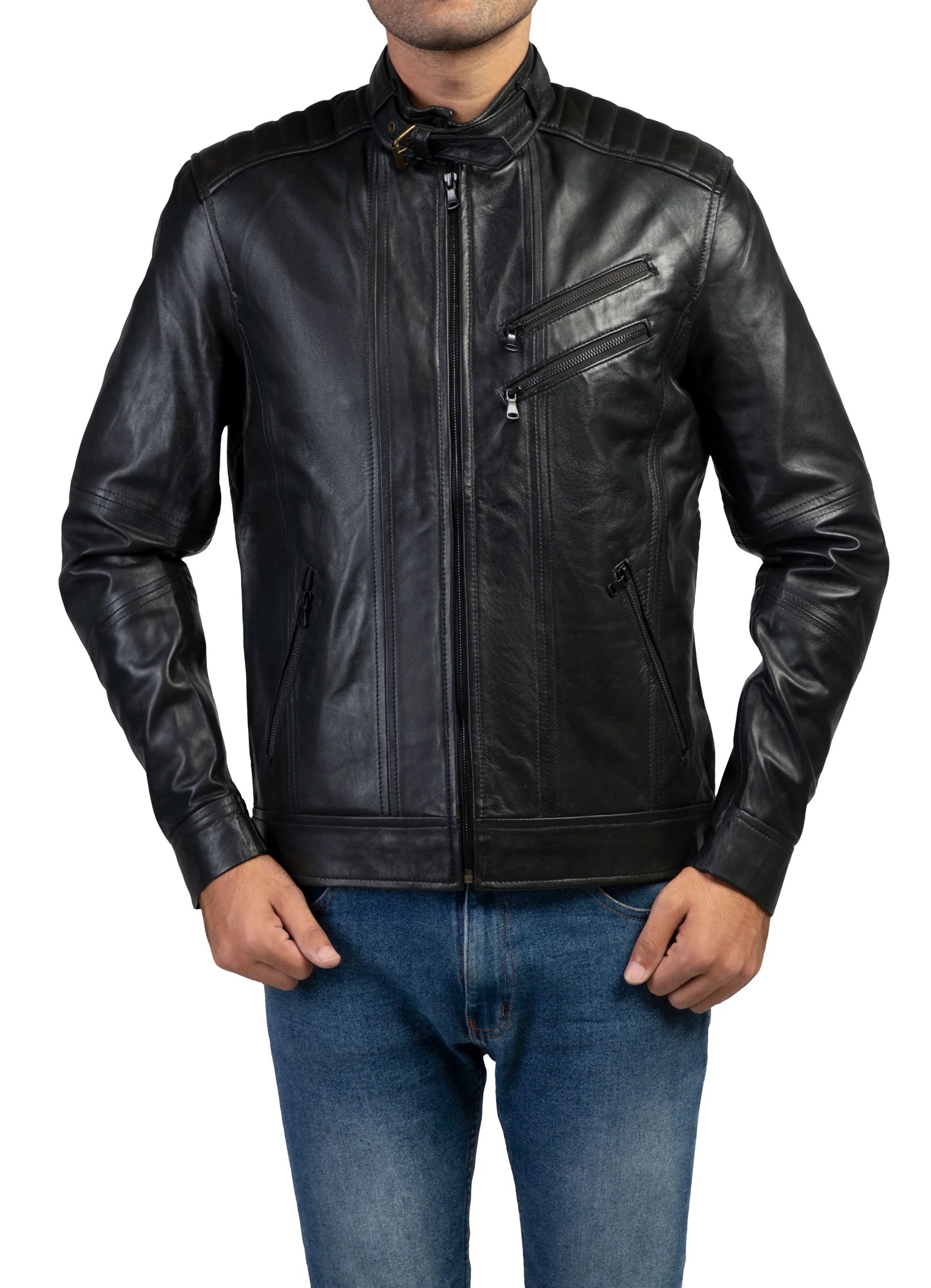 Men Leather Jacket Handmade Jacket Black Leather Jacket