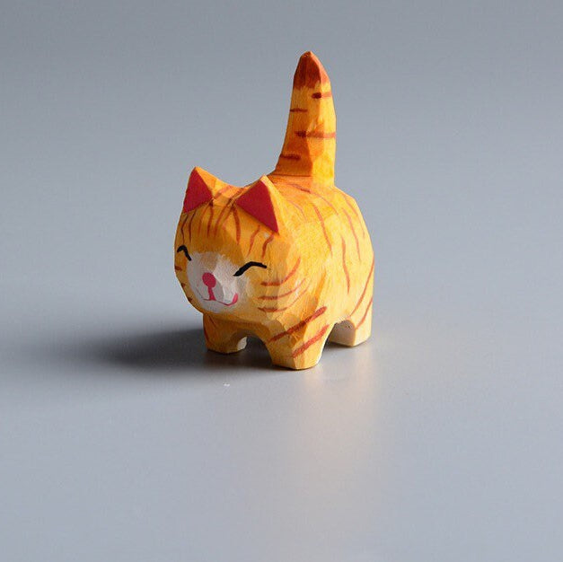 Handcrafted Wooden Cat Mini Artisan Decor