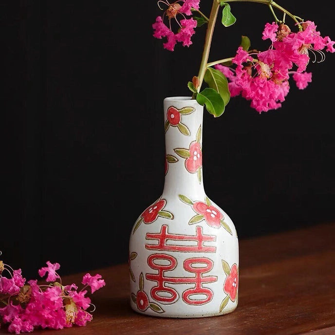 Hand-Painted Antique Ceramic Vase