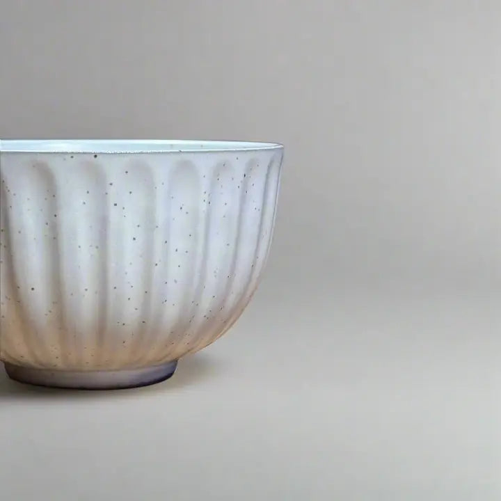 Speckled White Ridged Teacup
