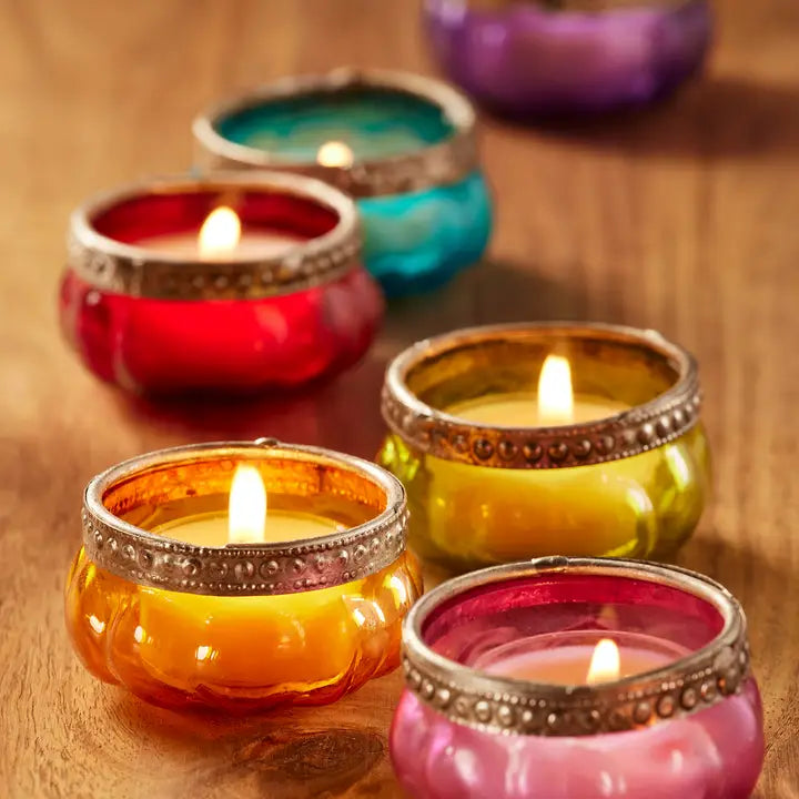 Pumpkin Glass Tealight Holder