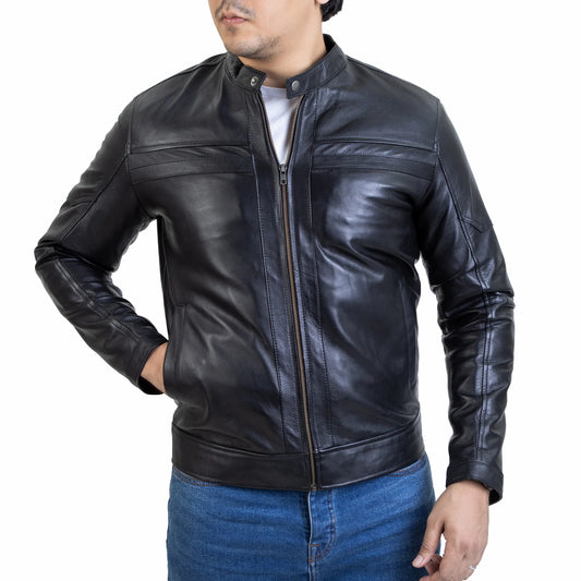 Men Leather Jacket Urban Style jacket  Black Real Leather Jacket
