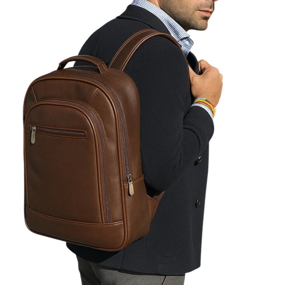 Handmade bag Leather Backpack Tan Brown backpack Travel Laptop Bag Office Bag Backpack with Zipper Pockets