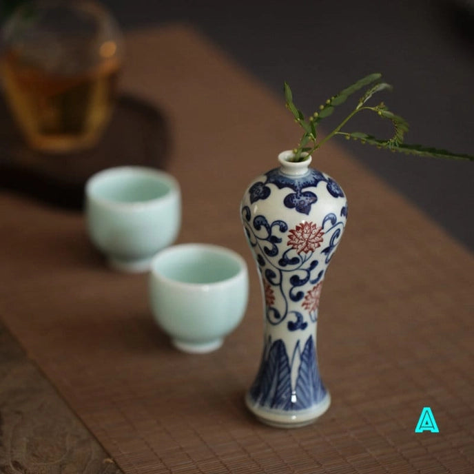 Hand Painted Blue & White Mini Porcelain Vase