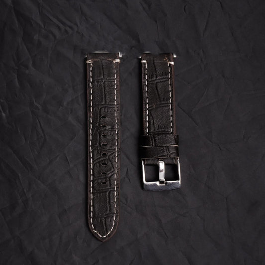 Handmade Leather Watch Strap  Dark Brown Replacement Band with Silver Buckle