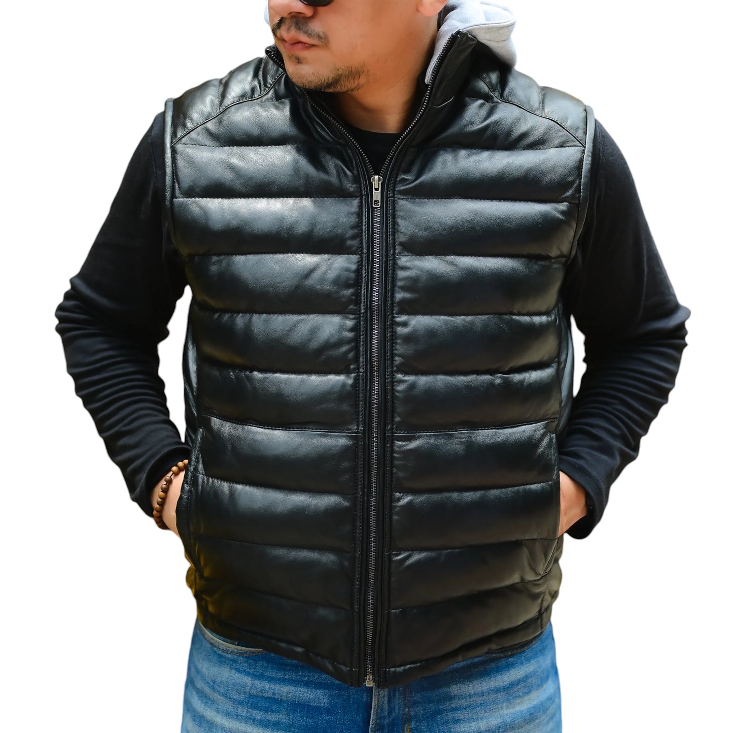 Handmade Leather Hood Removable Hood Men Vest Hood