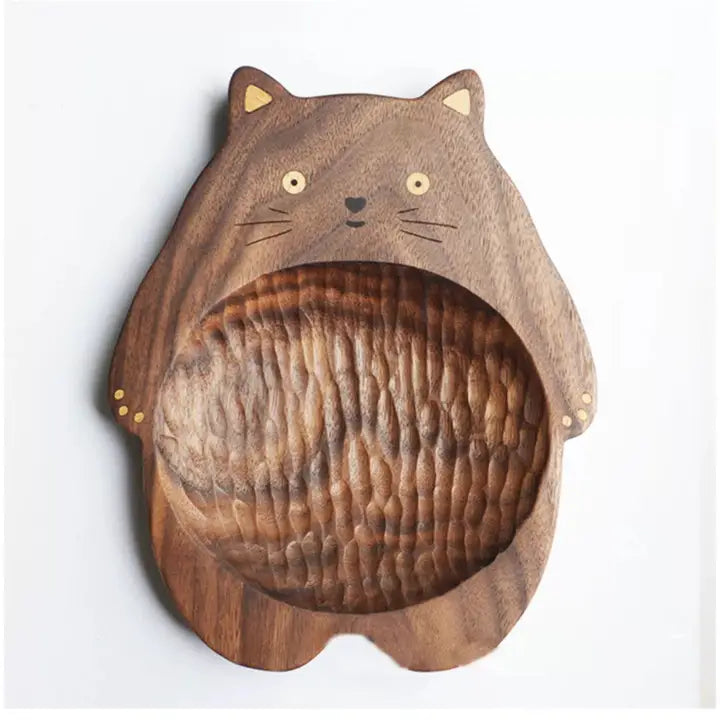 Handmade Walnut Cat Shaped Tray