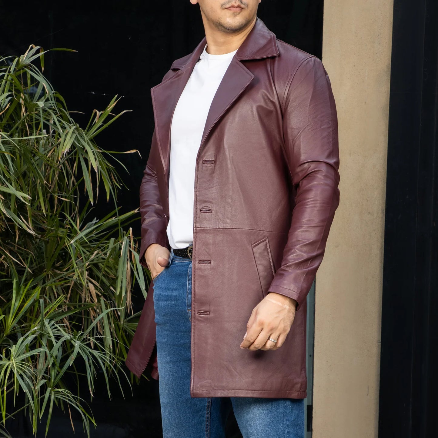 Real leather long coat Handmade coat Trench coat for men Men long coat Leather coat