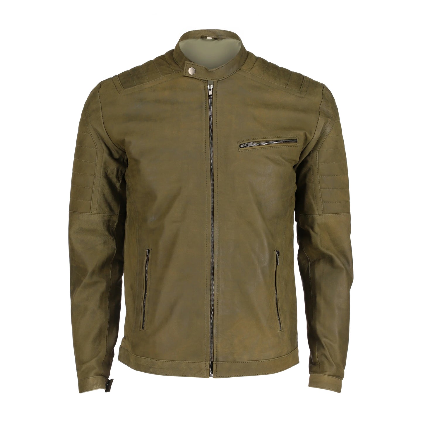 Handmade Leather Jacket Green Buff Soft Real Leather Jacket