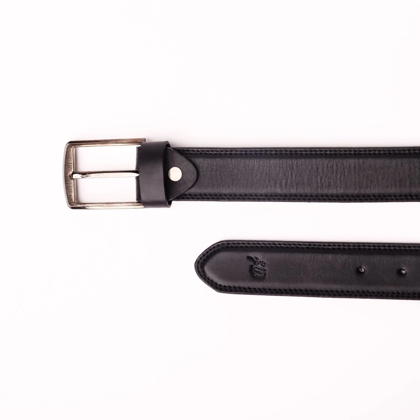 Black Genuine Leather Belt with Single Pin Buckle Classic Everyday Men’s Belt