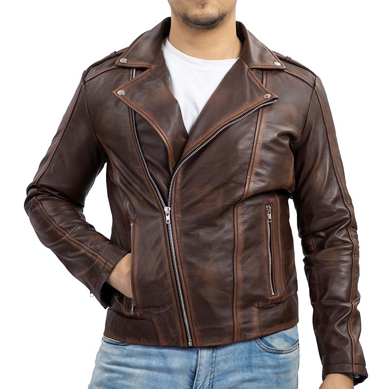 Real leather jacket Handmade Leather jacket Men jacket Biker Leather Jacket Brown leather jacket Motorcycle Jacket for Men