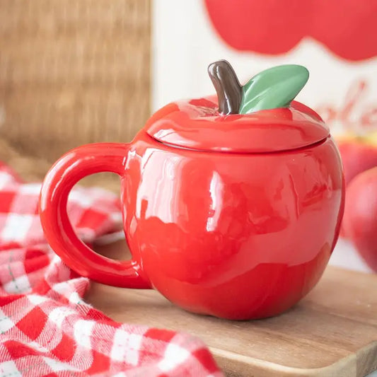 Ceramic Apple Shape Mug with Lid