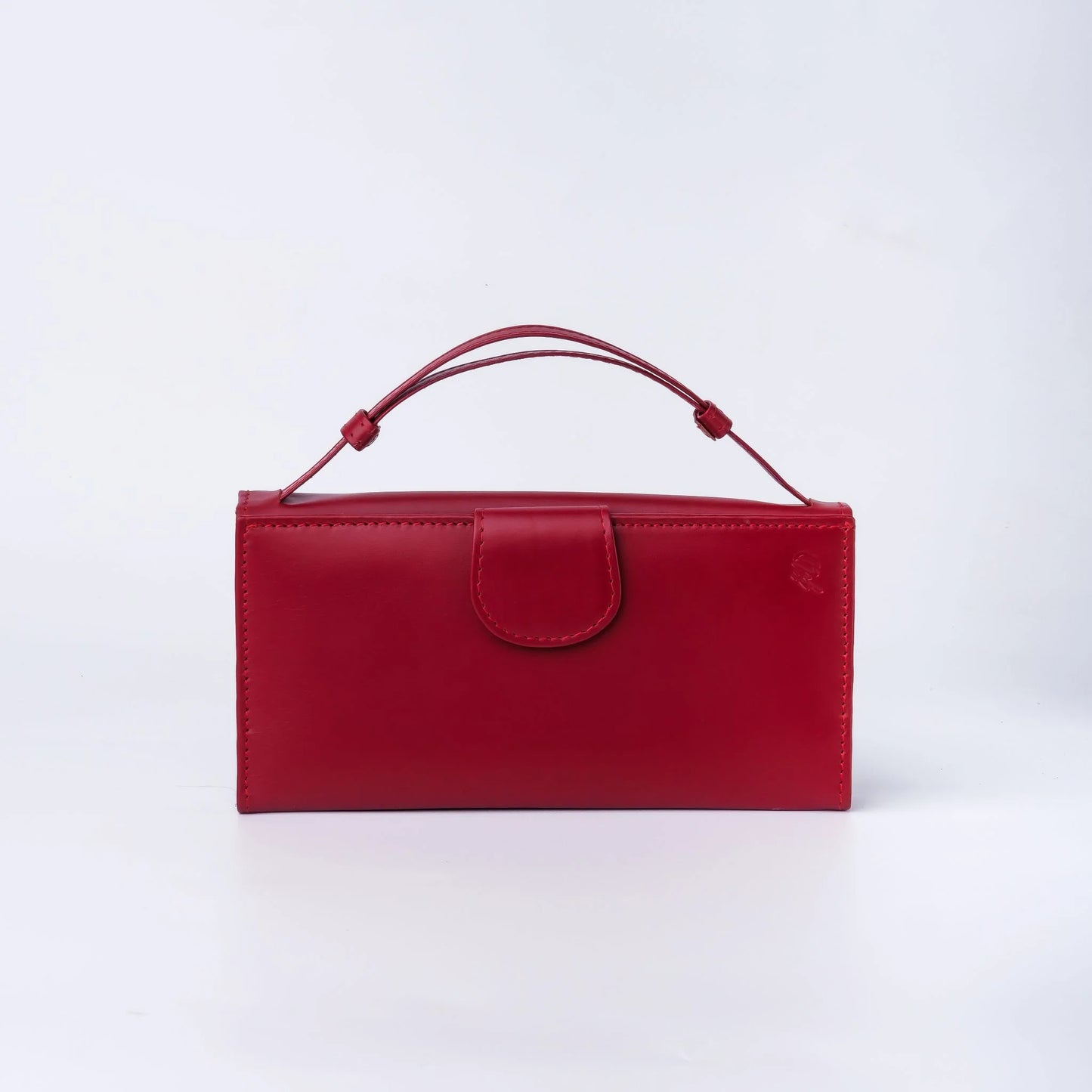 Leather Clutch Wallet with Handle – Red Magnetic & Zipper Closure