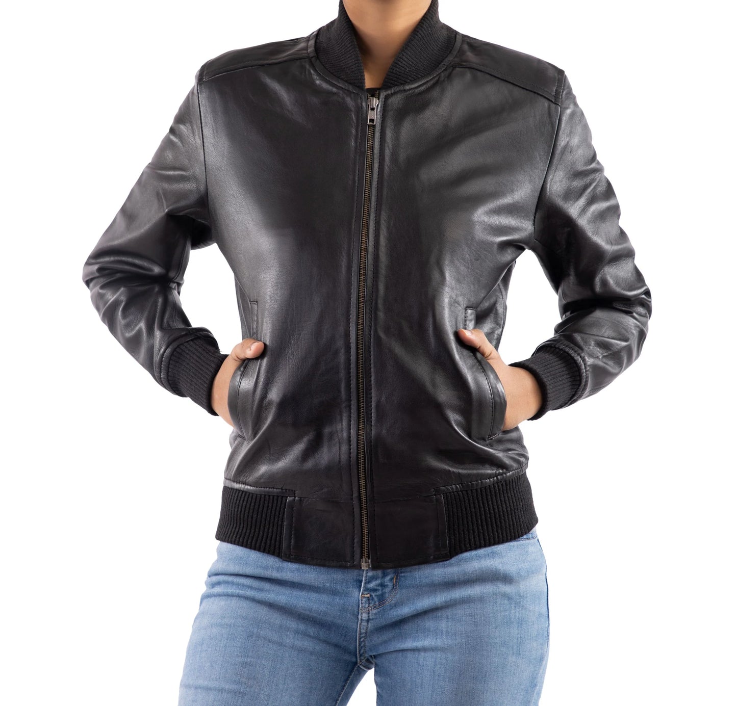 Handmade jacket Leather Jacket Ladies Jacket Bomber jacket for women Ladies Black jacket