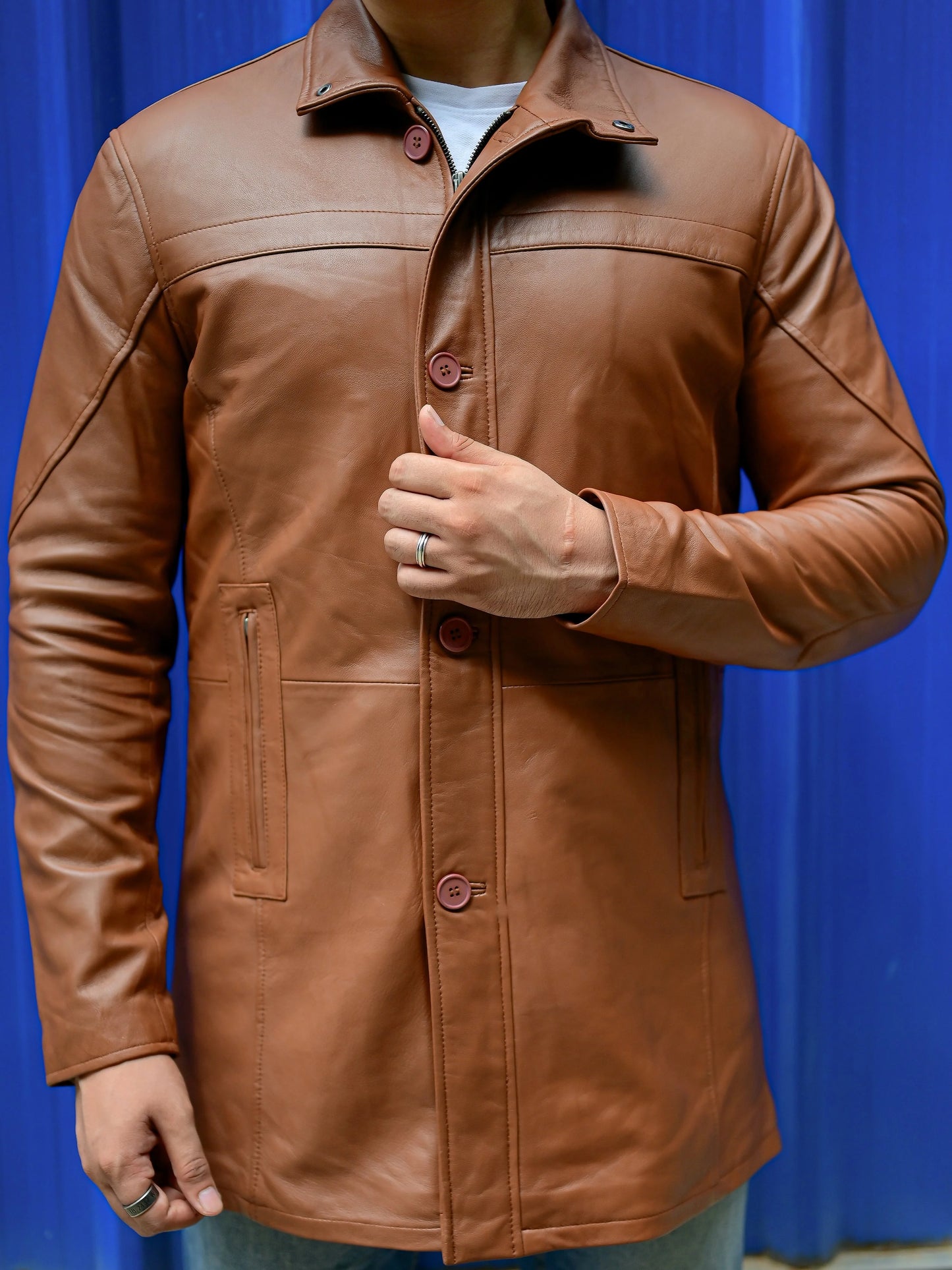 Handmade Coat Trench coat leather Long coat for men