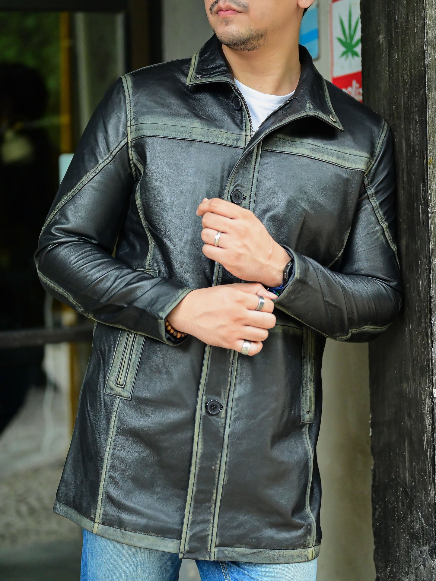 Handmade Coat Trench coat leather Long coat for men