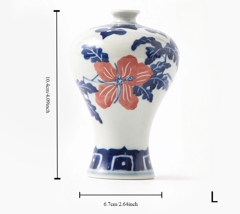 Hand Painted Blue & White Porcelain Mini Vase