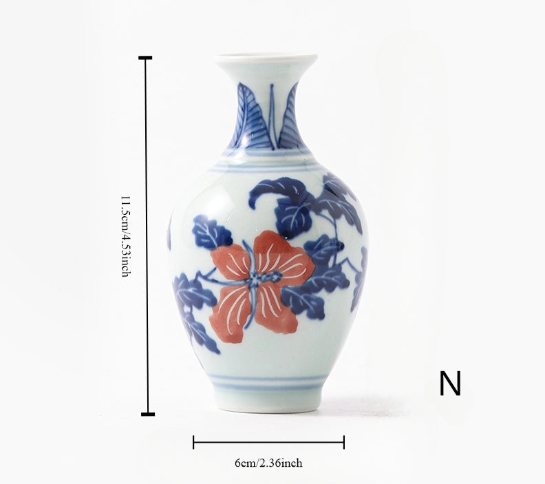 Hand Painted Blue & White Porcelain Mini Vase
