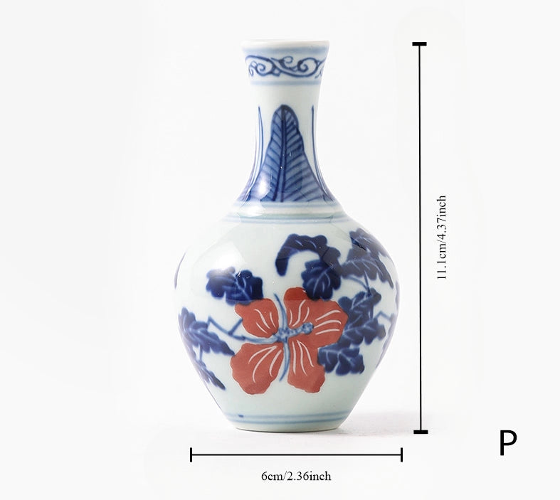 Hand Painted Blue & White Porcelain Mini Vase
