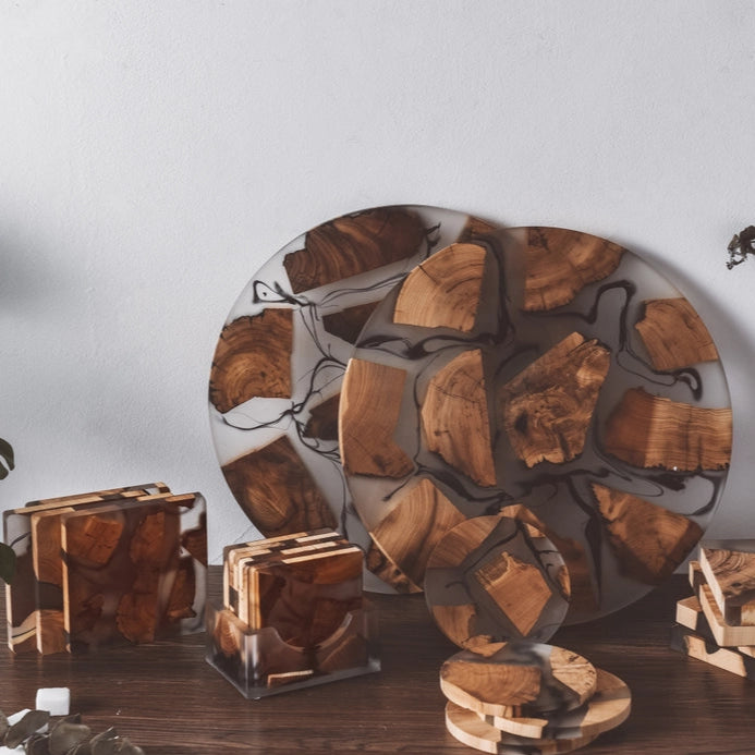 Standard Round Wooden Resin Coaster