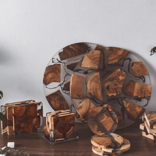 Standard Round Wooden Resin Coaster