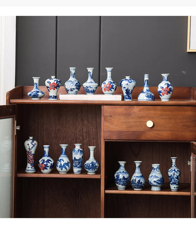 Hand Painted Blue & White Porcelain Mini Vase